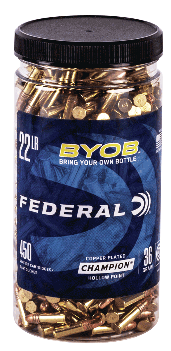 Federal 750BTL450 Champion Training BYOB 22LR 36gr Copper Plated Hollow Point 450rd Box/8 Case