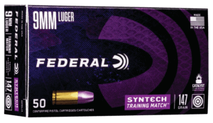 Federal AE9SJ3 Syntech Training Match 9mmLuger 147gr Total Syntech Jacket Flat Nose 50rd Box