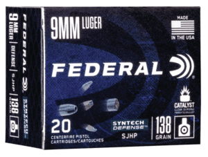 Federal S9SJT1 Syntech Defense 9mmLuger 138gr Segmented Jacketed Hollow Point 20rd Box