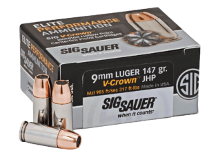 Sig Sauer E9MMA3COMP50 Match Elite Competition  9mm Luger 147 gr V Crown Jacketed Hollow Point 50rd Box