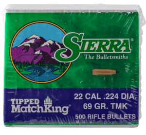 Sierra 7169C Tipped MatchKing .22 Cal .224 69 gr Tipped MatchKing/ 500rd Box Sierra 7169C Tipped MatchKing .22 Cal .224 69 gr Tipped MatchKing/ 500rd Box