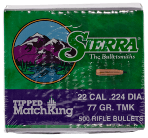 Sierra 7177C Tipped MatchKing .22 Cal .224 77 gr Tipped MatchKing/ 500rd Box Sierra 7177C Tipped MatchKing .22 Cal .224 77 gr Tipped MatchKing/ 500rd Box
