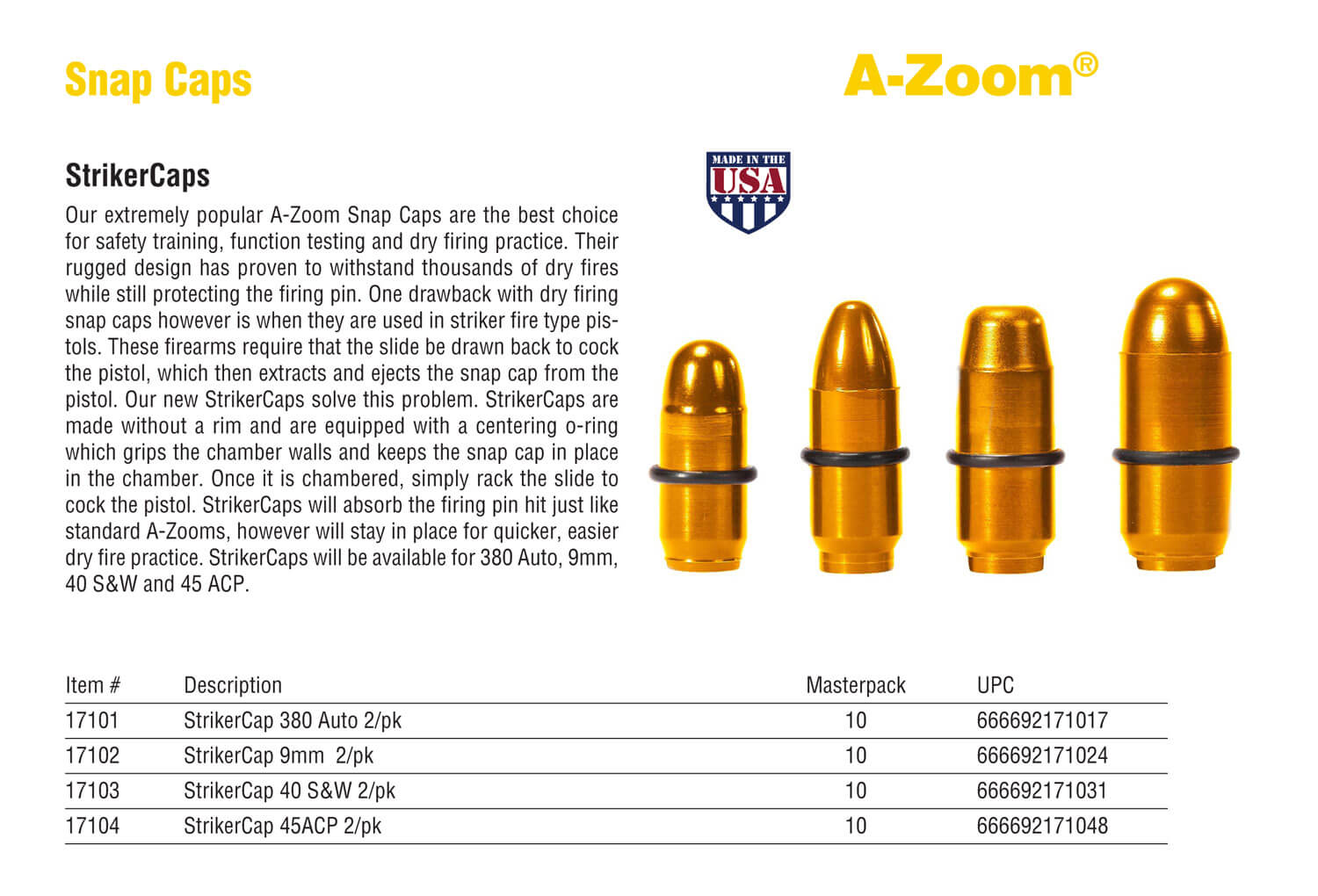 A-Zoom 17103 StrikerCap Pistol 40S&W 2Pack A-Zoom 17103 StrikerCap Pistol 40S&W 2Pack