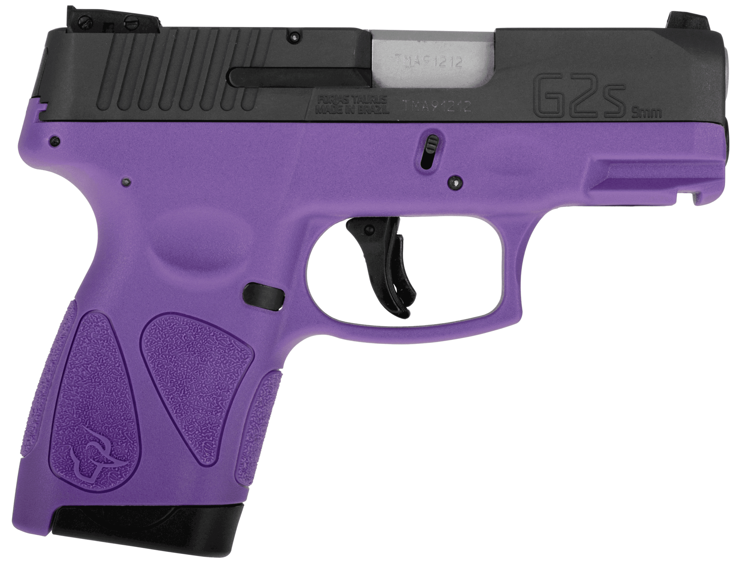 Taurus 1G2S931DP G2S Compact Frame 9mm Luger 7+1 3.26" Matte Stainless Steel Barrel Matte Black Serrated Alloy Steel Slide Dark Purple Polymer Frame w/Picatinny Rail & Polymer Grip Right Hand