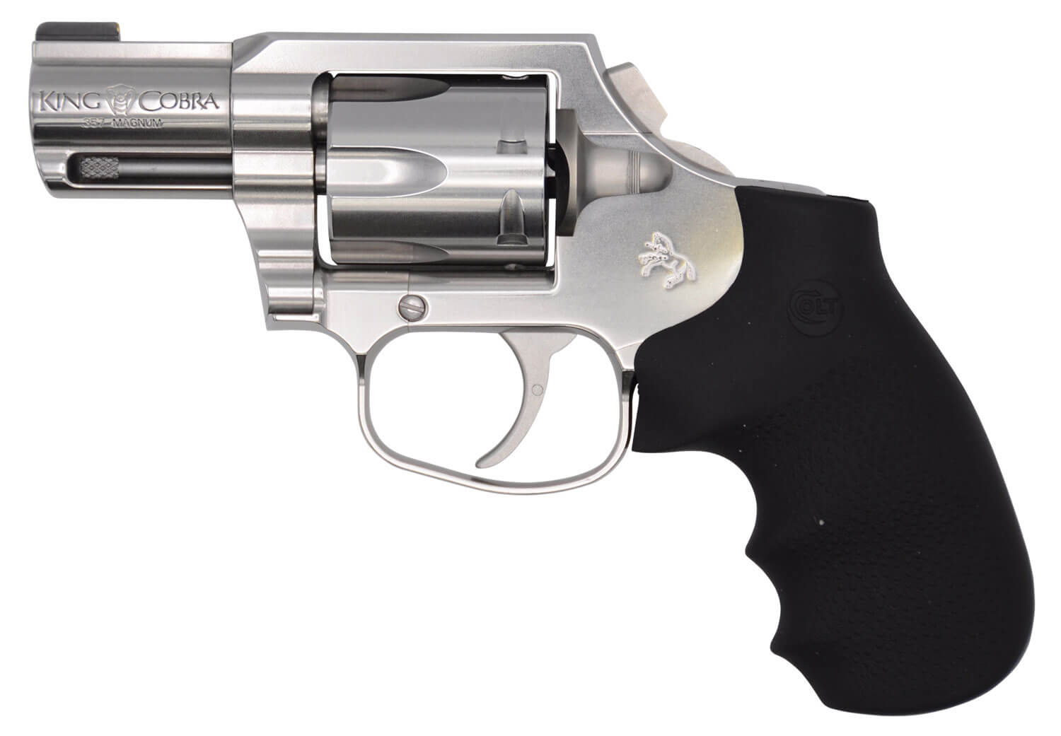 Colt Mfg KCOBRASB2BB King Cobra Carry 357 Mag 6 Shot 2″ DAO Brushed Stainless Steel Barrel Cylinder & Frame Black Hogue Rubber w/Finger Grooves Grip Colt Mfg KCOBRASB2BB King Cobra Carry 357 Mag 6 Shot 2″ DAO Brushed Stainless Steel Barrel Cylinder & Frame Black Hogue Rubber w/Finger Grooves Grip