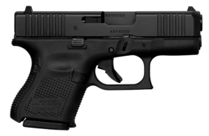 Glock UA265S201 G26 Gen5 Sub-Compact 9mm Luger 10+1 3.43″ Black GMB Barrel  Black nDLC Serrated Slide  Black Polymer Frame  Black Textured w/Interchangeable Backstrap Grip  Ambidextrous  USA Made