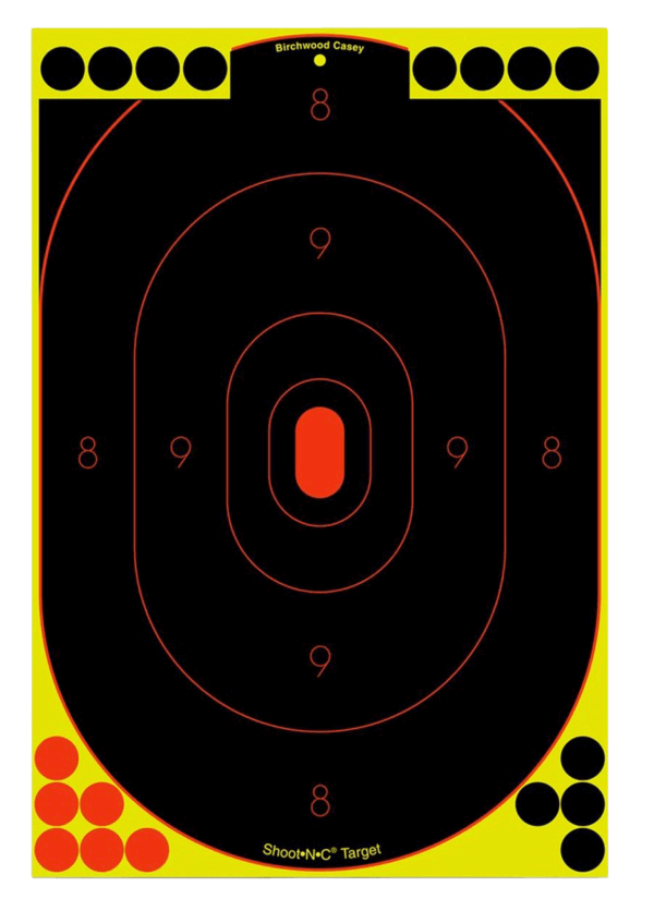 Birchwood Casey 34603 Shoot-N-C Reactive Target Self-Adhesive Paper Black/Red Silhouette Includes Pasters 100 Per Pkg