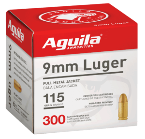 Aguila 1E097700 Target & Range Handgun 9mm Luger 115gr Full Metal Jacket 300 Per Box/4 Case