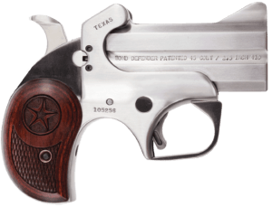 Bond Arms BATD Texas Defender 45 Colt (LC)/410 Gauge 2rd 3″ Barrel Stainless Metal Finish Rosewood Grip Blade Front/Fixed Rear Sights Manual Safety Bond Arms BATD Texas Defender 45 Colt (LC)/410 Gauge 2rd 3″ Barrel Stainless Metal Finish Rosewood Grip Blade Front/Fixed Rear Sights Manual Safety