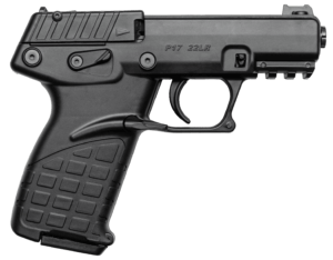 Kel-Tec P17BLK P17  Compact Frame 22 LR 16+1  3.80″ Black Steel Threaded Barrel  Black Serrated Slide  Black Polymer Frame w/Picatinny Rail  Black GRN Grip  Lever Safety  Ambidextrous