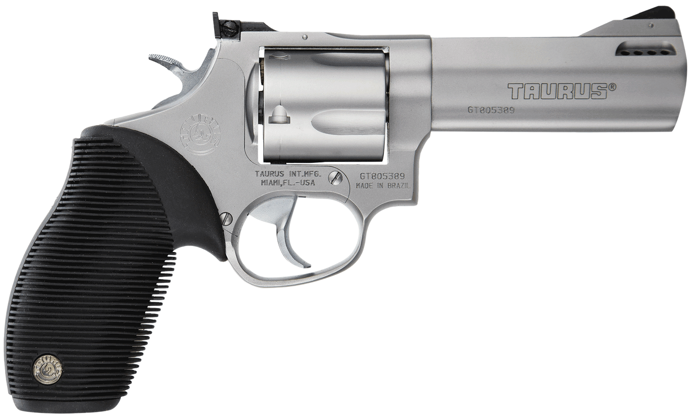 Taurus 2440049TKR Tracker 44 Medium Frame 44 Rem Mag 5rd 4" Matte Stainless Ported Barrel Cylinder & Frame Adjustable Rear Sight Black Rubber Grip Transfer Bar Safety Exposed Hammer