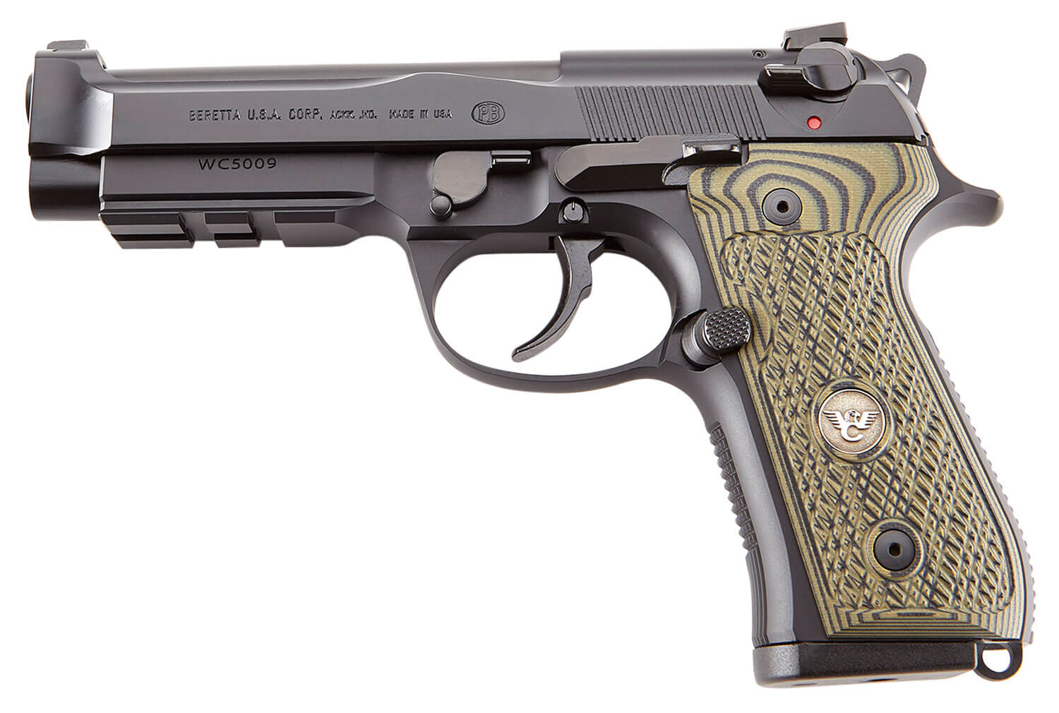 Wilson Combat BER92BRIG9 92G Brigadier Tactical 9mm Luger 15+1 4.70″ Target Crown Steel Barrel Black Serrated Steel Slide Black Steel Frame w/Picatinny Rail Dirty Olive G10 Grip Ambidextrous Wilson Combat BER92BRIG9 92G Brigadier Tactical 9mm Luger 15+1 4.70″ Target Crown Steel Barrel Black Serrated Steel Slide Black Steel Frame w/Picatinny Rail Dirty Olive G10 Grip Ambidextrous