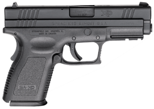 Springfield Armory XD9645 XD *CA Compliant Compact Frame 45 ACP 10+1  4″ Black Melonite Steel Barrel  Black Melonite Serrated Steel Slide  Black Polymer Frame w/Picatinny Rail