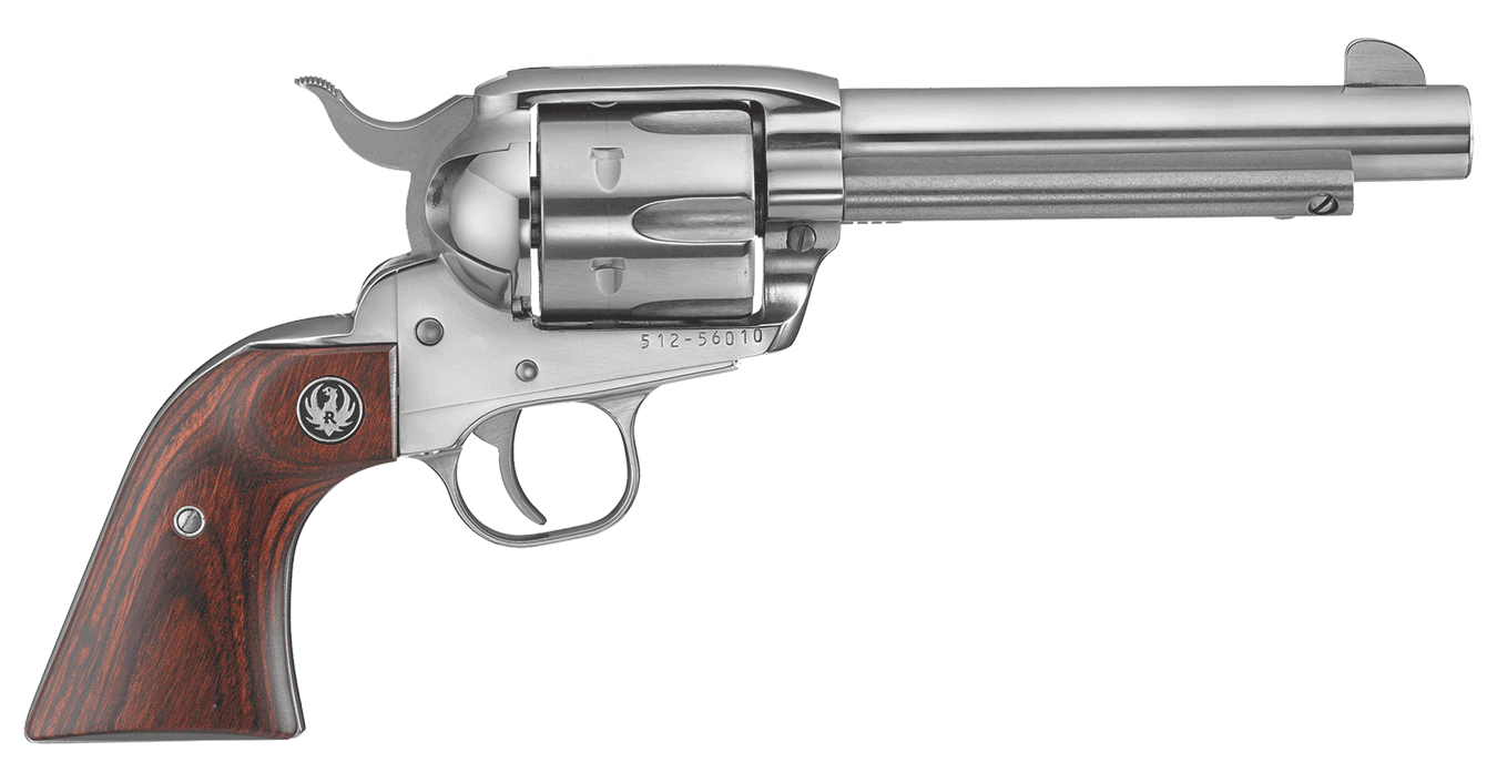 Ruger 5104 Vaquero Medium Frame 45 Colt (Long Colt) 6rd 5.50″ High Gloss Stainless Steel Barrel Cylinder & Frame Hardwood Grip Transfer Bar Safety Exposed Hammer Ruger 5104 Vaquero Medium Frame 45 Colt (Long Colt) 6rd 5.50″ High Gloss Stainless Steel Barrel Cylinder & Frame Hardwood Grip Transfer Bar Safety Exposed Hammer
