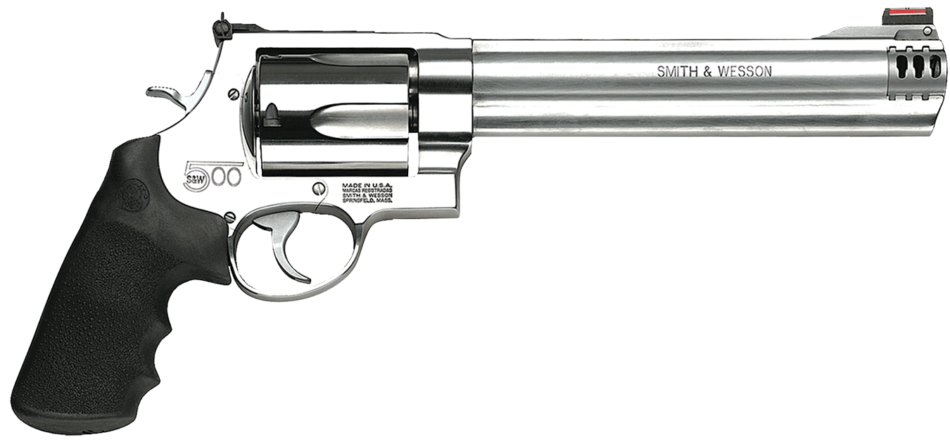 Smith & Wesson 163501 Model 500 500 S&W Mag Stainless Steel 8.38″ Threaded Barrel & 5rd Cylinder Satin Stainless Steel X-Frame Interchangeable HiViz Red Dot Front Sight & Compensator Two Muzzle Brakes Smith & Wesson 163501 Model 500 500 S&W Mag Stainless Steel 8.38″ Threaded Barrel & 5rd Cylinder Satin Stainless Steel X-Frame Interchangeable HiViz Red Dot Front Sight & Compensator Two Muzzle Brakes