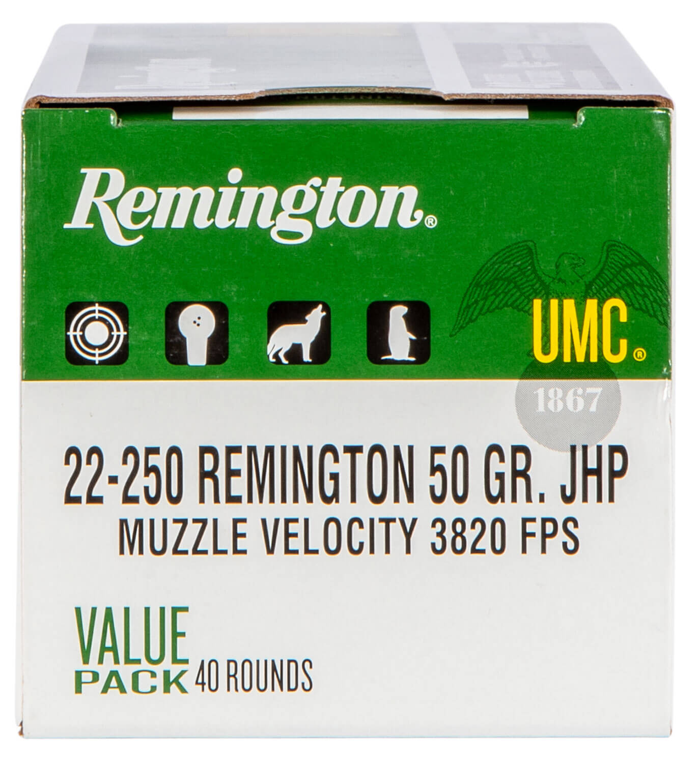 Remington Ammunition 23783 UMC Value Pack 22-250 Rem 50 gr Jacket Hollow Point 40 Per Box/ 10 Cs Remington Ammunition 23783 UMC Value Pack 22-250 Rem 50 gr Jacket Hollow Point 40 Per Box/ 10 Cs