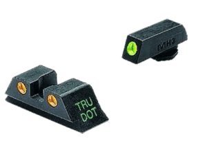 Meprolight USA 102223301 Tru-Dot Sight Set Fixed Green Tritium Front/Orange Tritium Rear/Black Frame Compatible w/Glock 10mm/45 ACP Front Post/Rear Dovetail Mount