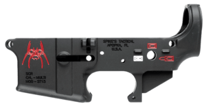 Spikes STLS019CFA Spider Stripped Lower Receiver Multi-Caliber 7075-T6 Aluminum Black Anodized with Color Fill for AR-15 Spikes STLS019CFA Spider Stripped Lower Receiver Multi-Caliber 7075-T6 Aluminum Black Anodized with Color Fill for AR-15