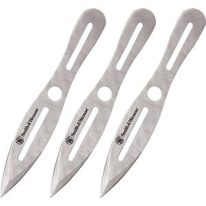 Smith & Wesson Knives SWTK10CP S&W Throwing Knives 5″ Fixed Dual Edge Spear Point Plain 2Cr13MoV SS Blade Stainless Steel Handle Includes Sheath Set of 3