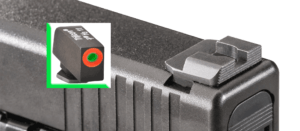 AmeriGlo GL434 Protector Sight Set for Glock  Black | Green Tritium  with Orange Outline Front Sight Black Serrated Rear Sight