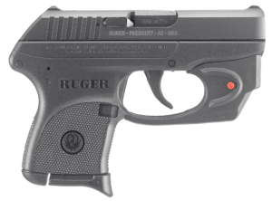 Ruger 3752 LCP w/Laser 380 ACP 6+1 2.75″ Black Steel Barrel  Black Oxide Serrated Steel Slide  Black Polymer Frame  Black Polymer Grip  Viridian E-Series Red Laser