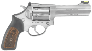 Ruger 5773 SP101 Small Frame 327 Federal Mag 6rd 4.20″ Satin Stainless Steel Barrel Cylinder & Frame Black Rubber w/Wood Insert Grip Exposed Hammer Transfer Bar Safety Ruger 5773 SP101 Small Frame 327 Federal Mag 6rd 4.20″ Satin Stainless Steel Barrel Cylinder & Frame Black Rubber w/Wood Insert Grip Exposed Hammer Transfer Bar Safety