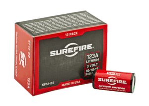 SureFire SF12BB 123A Batteries  Red/Black 3.0 Volts 1 550 mAh (12) Single Package Boxed