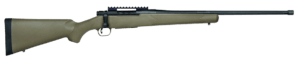 Mossberg 27873 Patriot Predator 243 Win 5+1 22″ Threaded/Fluted Barrel  Matte Blued Barrel & Oversized Bolt Handle  Picatinny Rail  Drop Box Magazine  Flat Dark Earth Synthetic Stock  Optics/Suppressor Ready