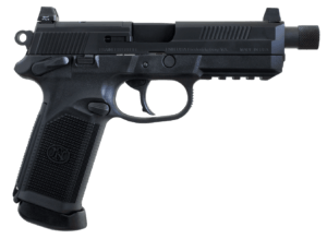 FN 66981 FNX Tactical 45 ACP 10+1 5.30″ Black Steel Threaded Barrel  Matte Black Optic Cut/Serrated Stainless Steel Slide & Polymer Frame w/Picatinny Rail  Black Interchangeable Backstrap Grip  Ambidextrous