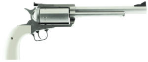 Magnum Research BFR45707B BFR Long Cylinder Extra Large Frame 45-70 Gov 5 Shot  7.50″ Brushed Stainless Steel Barrel  Cylinder & Frame  Bisley White Laminate Grip  Exposed Hammer