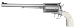 Magnum Research BFR500SW10B BFR Long Cylinder Extra Large Frame 500 S&W Mag 5 Shot  10″ Brushed Stainless Steel Barrel  Cylinder & Frame  Bisley White Laminate Grip  Exposed Hammer