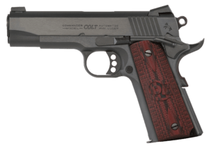 Colt Mfg O4942XE Commander Combat 9mm Luger 9+1 4.25″ Steel Barrel  Blued Serrated Carbon Steel Slide  Blued Carbon Steel Frame w/Beavertail  Black Cherry G10 Grip  Ambidextrous