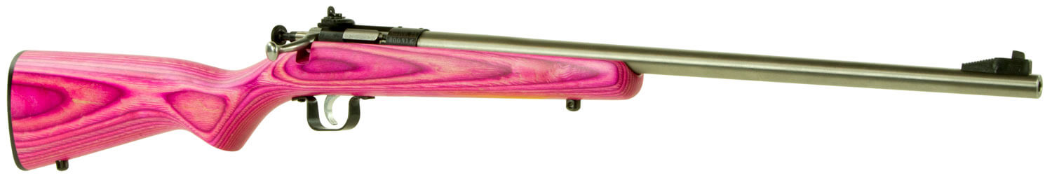 Crickett KSA2226 Youth 22 LR 1rd 16.12″ Stainless Steel Barrel Fixed Front/Adjustable Rear Peep Sights Pink/Black Laminate Stock w/11.5″ LOP Rebounding Firing Pin Safety Crickett KSA2226 Youth 22 LR 1rd 16.12″ Stainless Steel Barrel Fixed Front/Adjustable Rear Peep Sights Pink/Black Laminate Stock w/11.5″ LOP Rebounding Firing Pin Safety