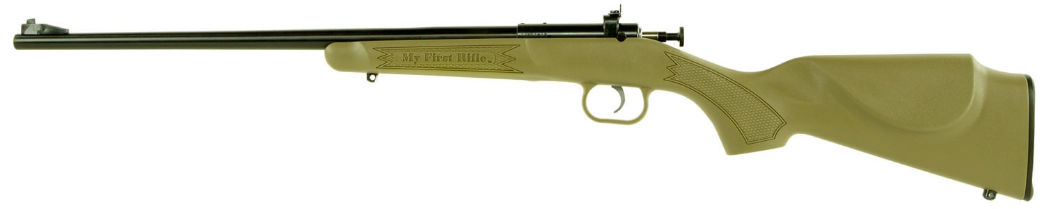Crickett KSA2235 Youth 22 LR 1rd 16.12″ Blued Barrel & Receiver Fixed Front/Adjustable Rear Peep Sights Desert Tan Synthetic Stock w/11.5″ LOP Rebounding Firing Pin Safety Crickett KSA2235 Youth 22 LR 1rd 16.12″ Blued Barrel & Receiver Fixed Front/Adjustable Rear Peep Sights Desert Tan Synthetic Stock w/11.5″ LOP Rebounding Firing Pin Safety