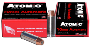 Atomic Ammunition 00457 Pistol Precision Craft 10mmAuto 180gr Bonded Match Hollow Point 20rd Box Atomic Ammunition 00457 Pistol Precision Craft 10mmAuto 180gr Bonded Match Hollow Point 20rd Box