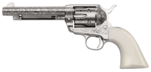 Taylors & Company 200060 1873 Cattle Brand 357 Mag Caliber with 5.50″ Barrel 6rd Capacity Cylinder Overall Nickel-Plated Engraved Finish Steel & Ivory Synthetic Grip Taylors & Company 200060 1873 Cattle Brand 357 Mag Caliber with 5.50″ Barrel 6rd Capacity Cylinder Overall Nickel-Plated Engraved Finish Steel & Ivory Synthetic Grip