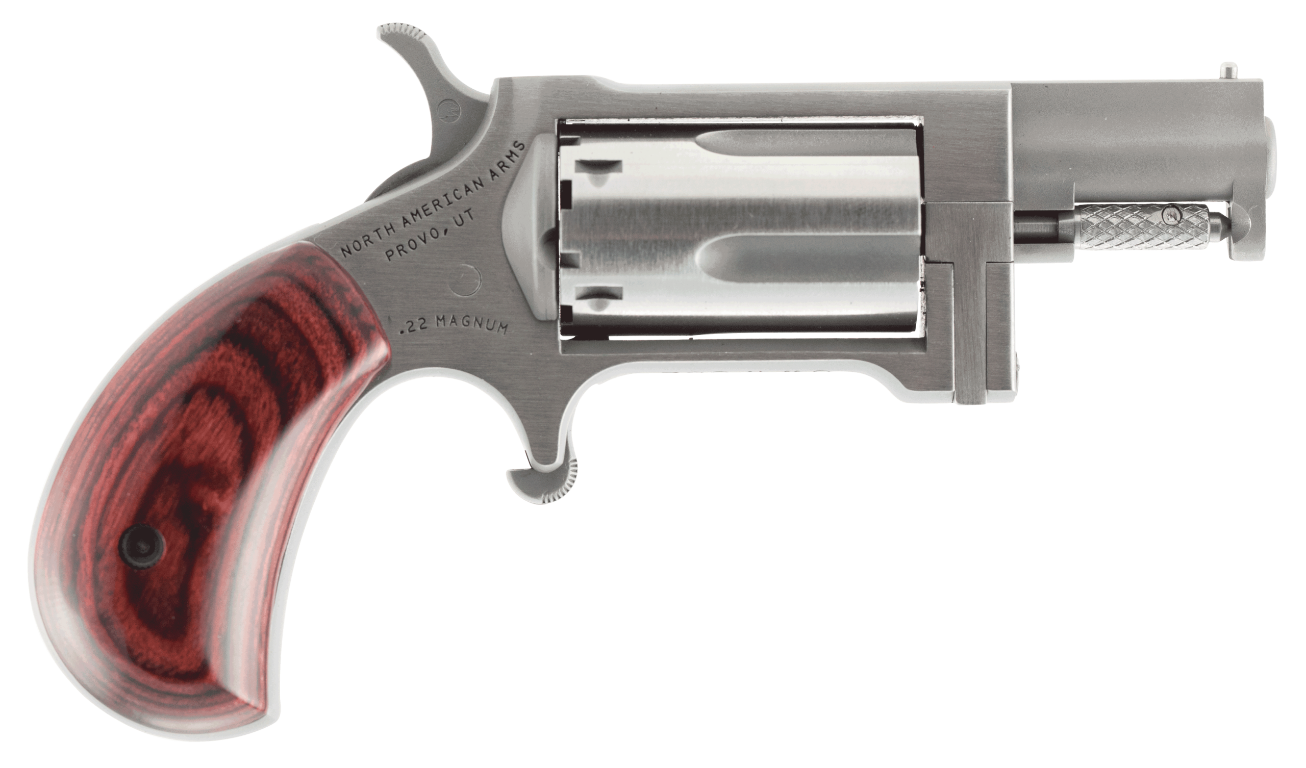 North American Arms SW Sidewinder 22 WMR 5rd 1.50" Barrel Overall Stainless Steel Finish & Rosewood Birdshead Grip