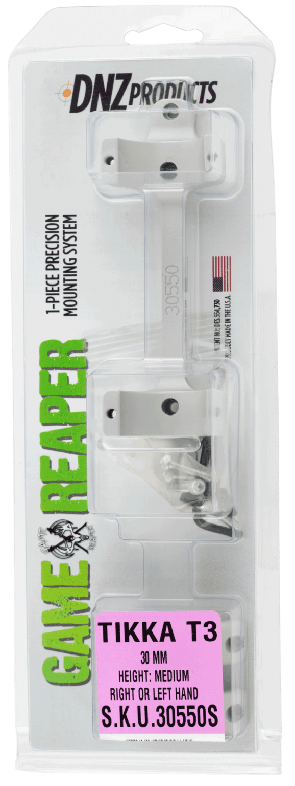 DNZ 30550S Game Reaper-Tikka Scope Mount/Ring Combo Silver 30mm