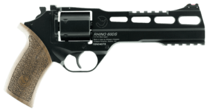 Chiappa Firearms 340167 Rhino 60DS  Large Frame 9mm Luger 6 Shot  6″ Black Anodized Steel Vent Rib Barrel & Cylinder  Black Anodized Aluminum Frame  Walnut Grip  Concealed Hammer