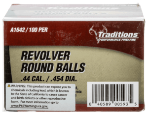 Traditions A1642 Revolver  44 Cal Lead Ball .454 Dia 140 gr/ 100 Rd