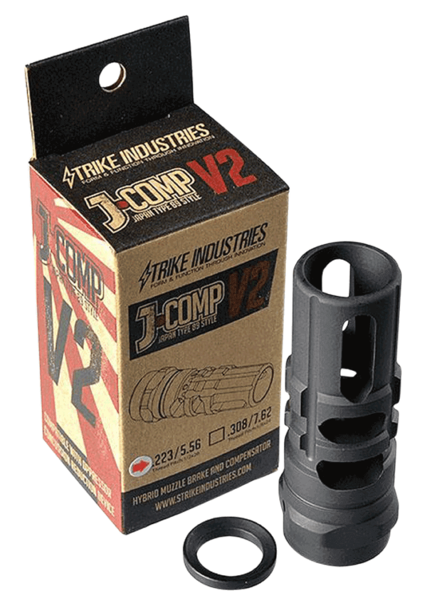 Strike Industries JCOMP2223 JComp Gen 2 Black Steel w/ 1/2″-28 tpi Threads 2.55″ OAL 0.26″ Diameter 0.87″ Diameter 5.56x45mm NATO Fits AR-Platform