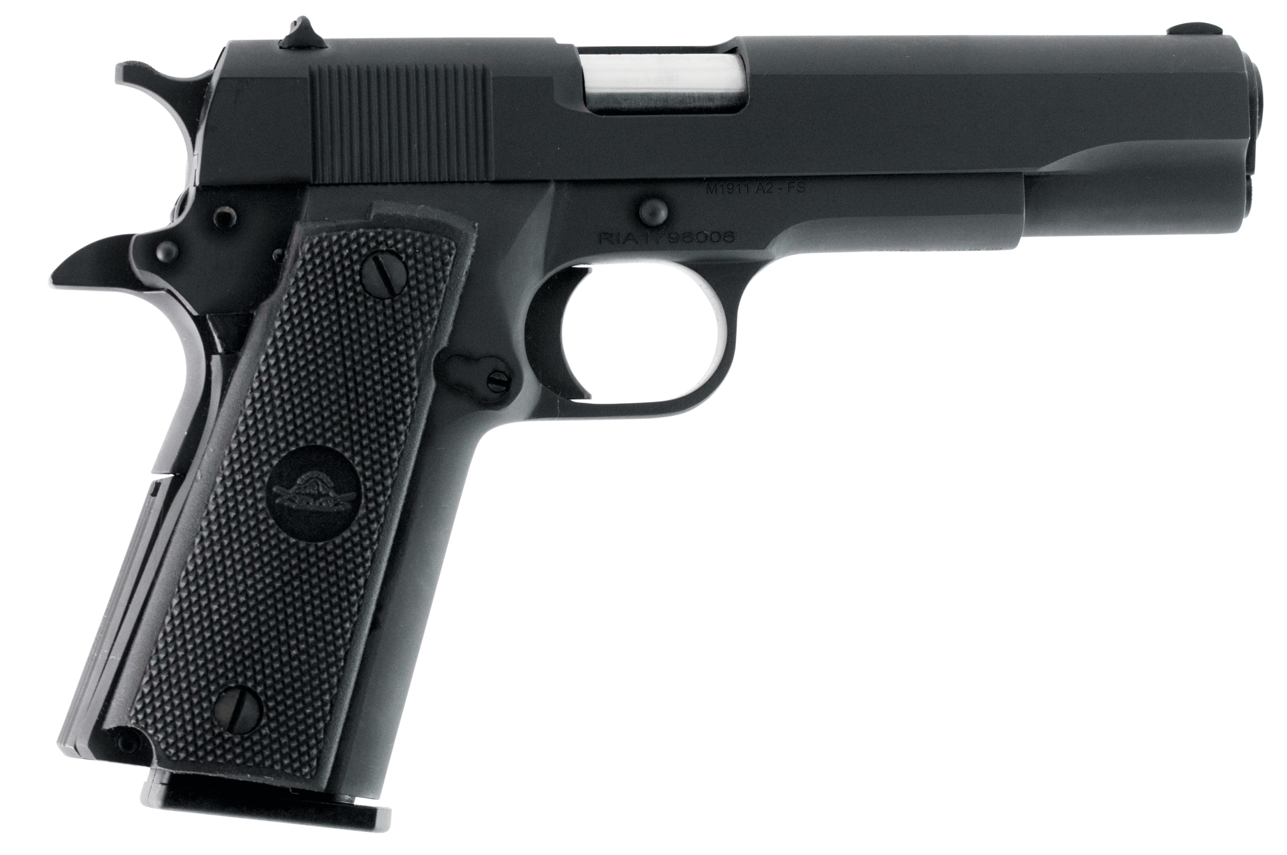 Rock Island 51453 GI Standard FSHC *CA Compliant 45 ACP Caliber with 5" Barrel 10+1 Capacity Overall Black Parkerized Finish Steel Beavertail Frame Serrated Slide & Black Rubber Grip