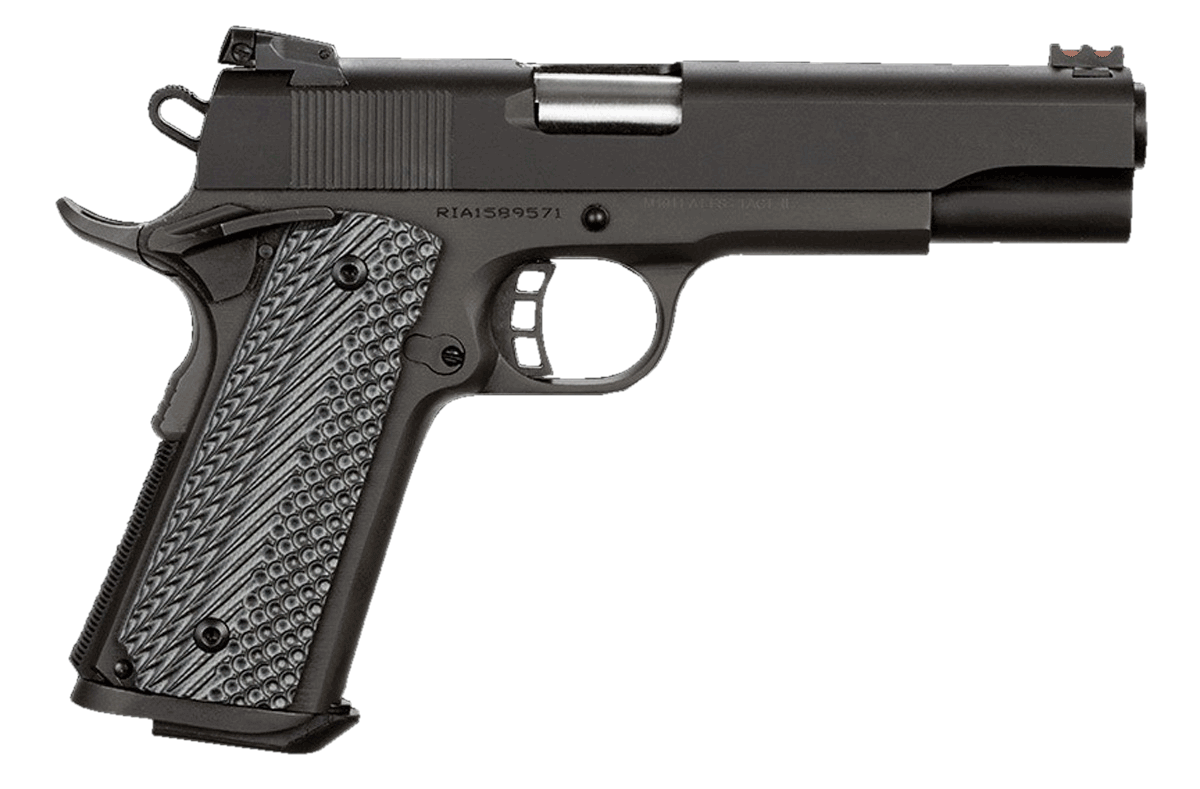 Rock Island 51719 Rock Ultra FS 40 S&W Caliber with 5" Barrel 8+1 Capacity Overall Black Parkerized Finish Steel Beavertail Frame Serrated Slide & Black/Gray G10 Grip