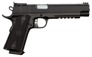 Rock Island 52008 Pro Ultra Match 10mm Auto Caliber with 6″ Barrel  8+1 Capacity  Overall Black Parkerized Finish Steel  Picatinny Rail/Beavertail Frame  Serrated Slide & Black Rubber Grip