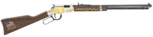 Henry H004MS2 Golden Boy Military Service Tribute 2 Full Size 22 Short  22 Long  22 LR  16 LR/21 Short  20″ Blued Barrel  Nickel-Plated Metal Finish & American Walnut Stock Right Hand