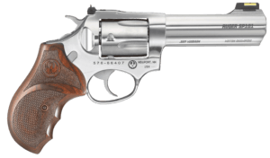 Ruger 5782 SP101 Match Champion 357 Mag  4.20″ Barrel 5rd Triple-Locking Cylinder  Gloss Stainless Steel  Altamont Stippled/Checkered   Hardwood Grip  Transfer Bar Safety