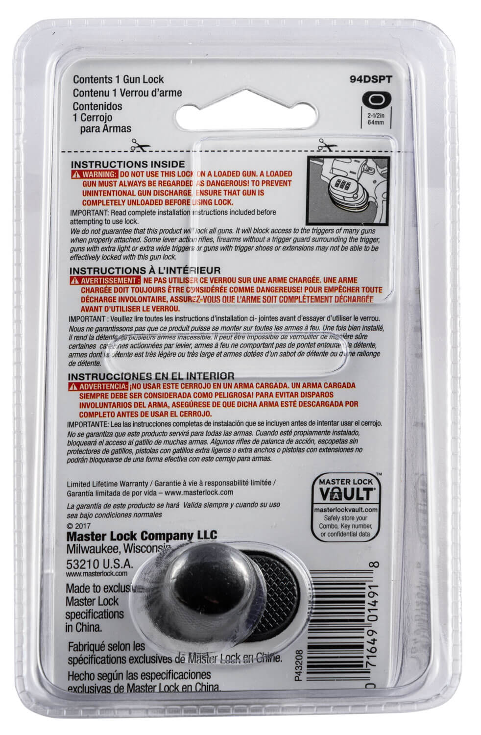 Master Lock 94DSPT Trigger Guard Lock Resettable Open With Combination Gray Steel/Zinc Firearm Fit- Handgun/Rifle/Shotgun Master Lock 94DSPT Trigger Guard Lock Resettable Open With Combination Gray Steel/Zinc Firearm Fit- Handgun/Rifle/Shotgun