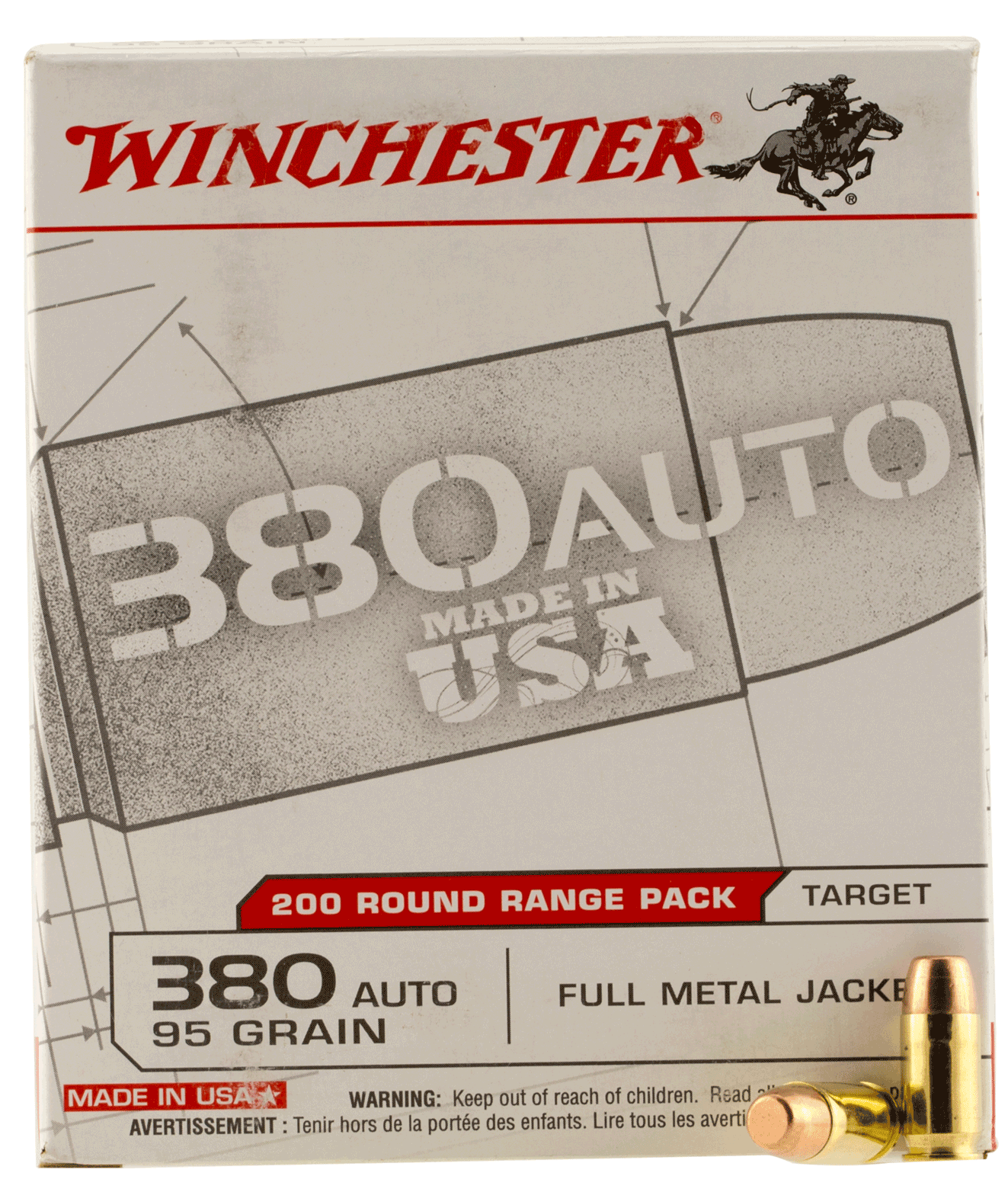 Winchester Ammo USA380W USA 380 ACP 95 gr Full Metal Jacket 200 Per Box/ 5 Case Winchester Ammo USA380W USA 380 ACP 95 gr Full Metal Jacket 200 Per Box/ 5 Case