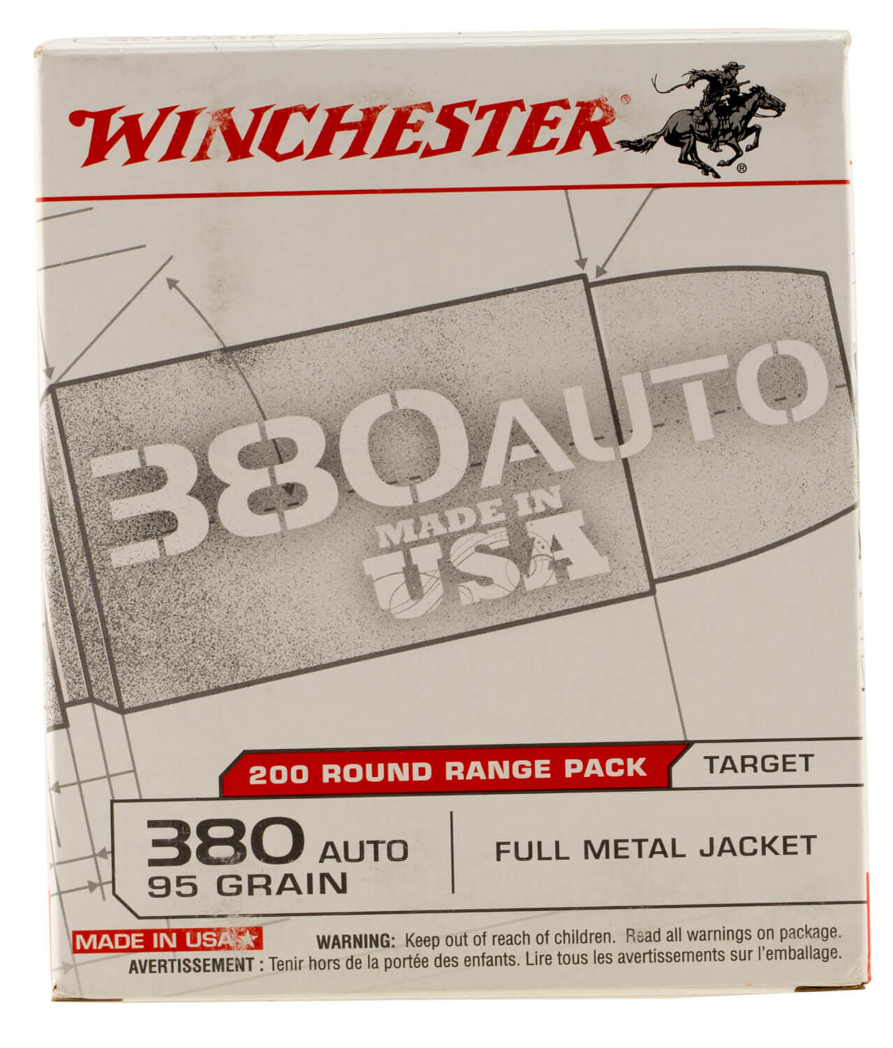 Winchester Ammo USA380W USA 380 ACP 95 gr Full Metal Jacket 200 Per Box/ 5 Case Winchester Ammo USA380W USA 380 ACP 95 gr Full Metal Jacket 200 Per Box/ 5 Case