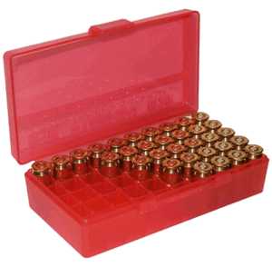 MTM Case-Gard P503829 Case-Gard P-50 Multi-Caliber Handgun Clear Red Polypropylene 50rd